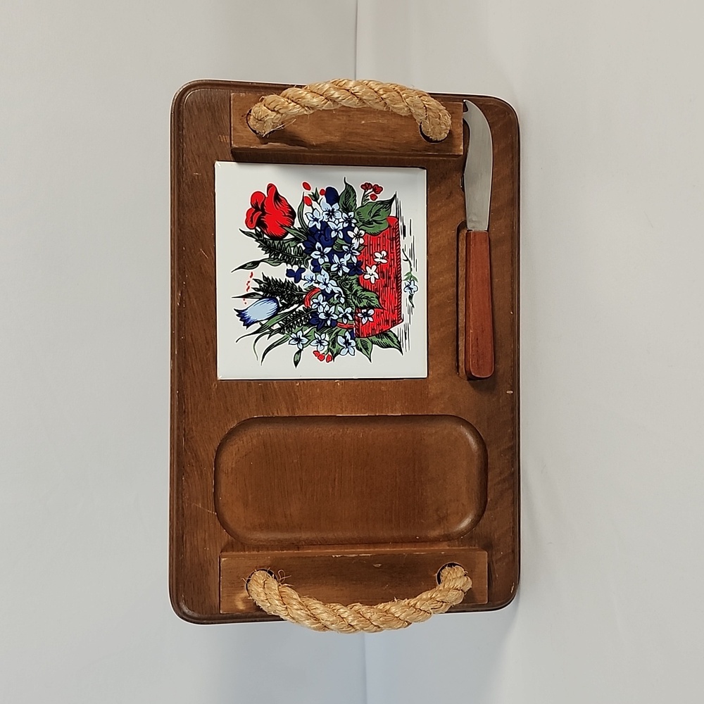 Vintage Mid Century Modern Wood Cheese Charcuterie Board